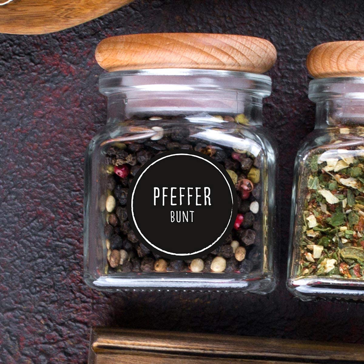 Typographus Spice Labels - 192 Round Waterproof Stickers - Gourmet Edition - For Spice Jars, Cans and Shelves