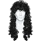 Sdfvsdg Pirate Captain Wigs Long Black Wavy Curly Pirate Costume Wig for Men Women Halloween Cosplay