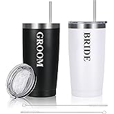 Mr&MrsGifts Bride and Groom Gifts Tumblers Engagement Wedding Gifts 20 OZ Insulated Tumbler Cups for Newlyweds Couples Honeymoon Essentials(GB-TR)