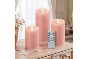 Velsyn Flameless Candles with Remote and Timer, Real Wax Made LED Pillar Candles Battery Operated with 3D Flickering Flame Me