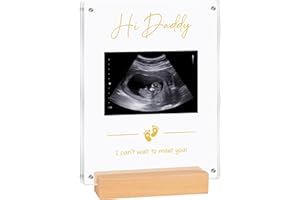 Blinking Stars Acrylic Ultrasound Picture Frame- Hi Daddy Cute Pregnancy Announcement Sign, Baby Reveal Ideas For Husband, Dad To Be Gifts- Nursery Decor Baby Sonogram Photo Frame