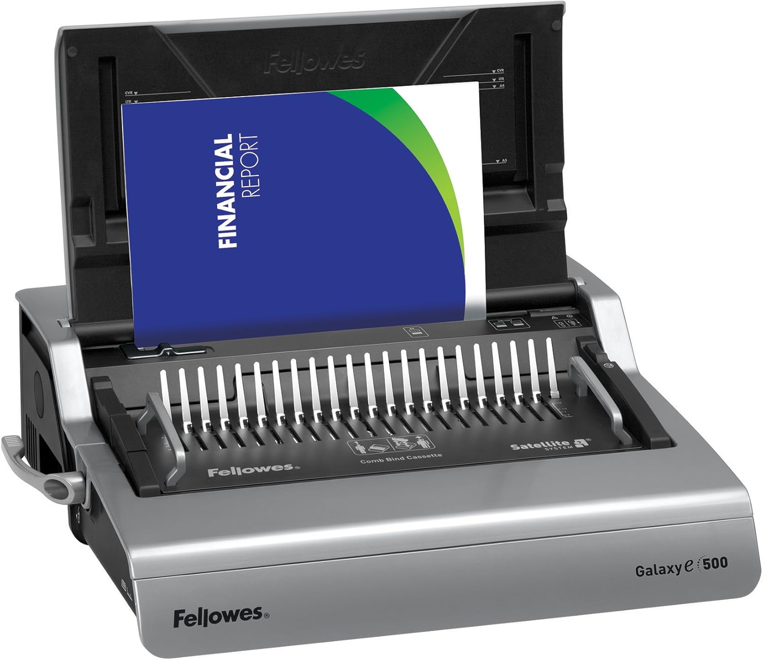 Fellowes 5218301 Galaxy 500 Electric Comb Binding System, 500 Sheets, 19 5/8x17 3/4x6 1/2, Gray : Office Products