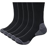 YUEDGE Mens Socks Moisture Wicking Training Athletic Cushioned Crew Socks Anti-Odor Work Socks For Men, 5 Pairs