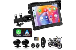 A ARTMAN Artman Motorcycle Dash cam Front and Rear, 7'' IPS Touch Screen, Portable Motorcycle Carplay for Apple Carplay and Android Auto GPS Navigation System, TPMS Compatible, IP67 Waterproof & 64G SD Card
