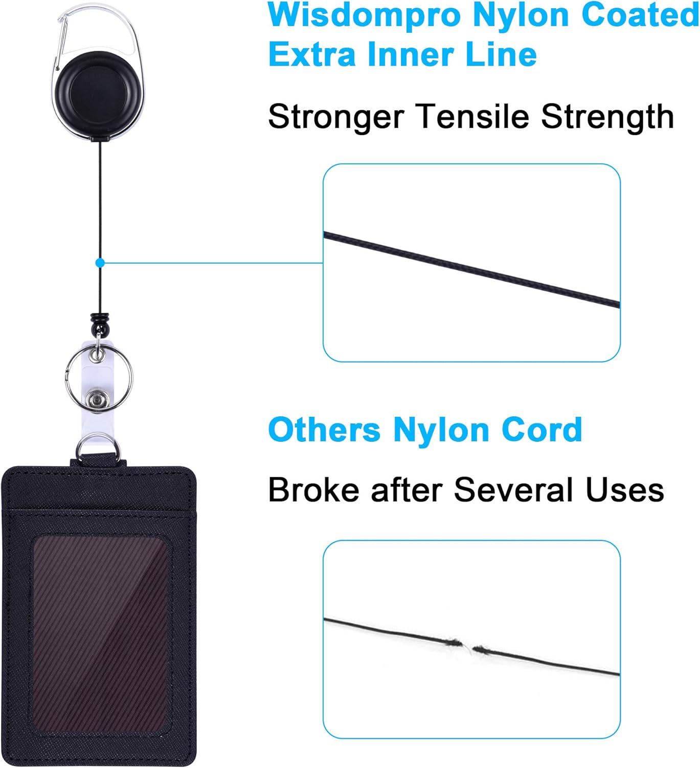 Wisdompro Badge Holder, 2-Sided PU Leather ID Badge Card Holder with 1 Clear ID Window and 2 Card Slots - Image 5
