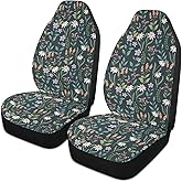 ALAZA Vintage Wildflowers Leaves Car Seat Cover, Front Auto Seat Covers Bucket Seats Protector Set of 2 Universal fit Car SUV Truck for Men Women