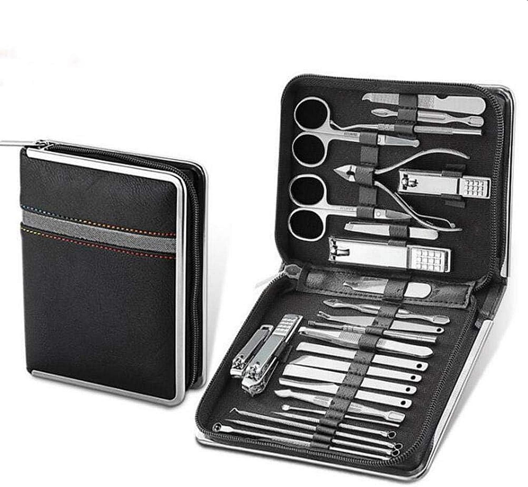 Manicure Set Nail Clippers Pedicure Kit -26 Pieces Stainless Steel Manicure Kit, Professional Grooming Kits, Nail Care Tools with Luxurious Travel Case (black)