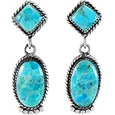 Turquoise Earrings 925 Sterling Silver & Genuine Gemstone
