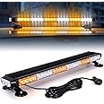 LINKITOM 28.5'' 54 LED Strobe Light Bar -Aluminum Double Side Flashing High Intensity Emergency Warning Lightbar w/Magnetic Base for Safety Construction Vehicles Trucks Pickup (White/Amber)