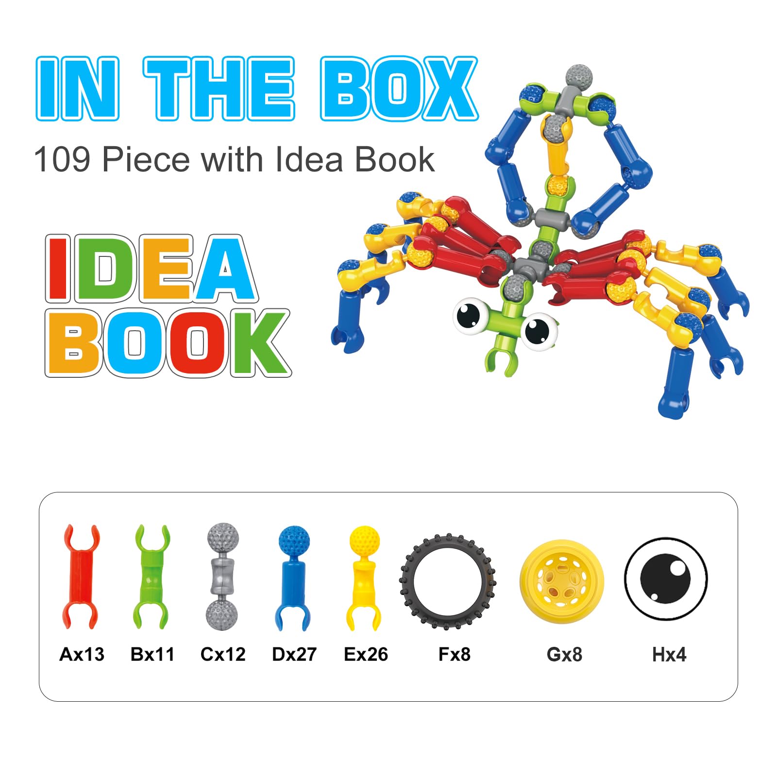 Building Toys,109 Piece STEM Toys for Kids Ages 3 4 5 6 7 8 9 10 11 12 Years Old Boys and Girls Christmas Birthday Gifts Children Building Blocks Creative and Educational Kids Toys Projects