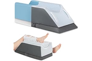 GOHOME Adjustable Leg Elevation Pillow with Memory Foam, 3-Height Adjustable Leg Pillow for After Surgery, Knee, Ankle Injury, Foot Rest, Improve Circulation and Pain Relief, Removable & Washable Cover