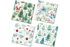 CMUSKO Christmas Tree Napkins-40Pcs Merry Christmas Disposable Paper Napkins Holly Cocktail Napkins for Winter Xmas Party Decorations