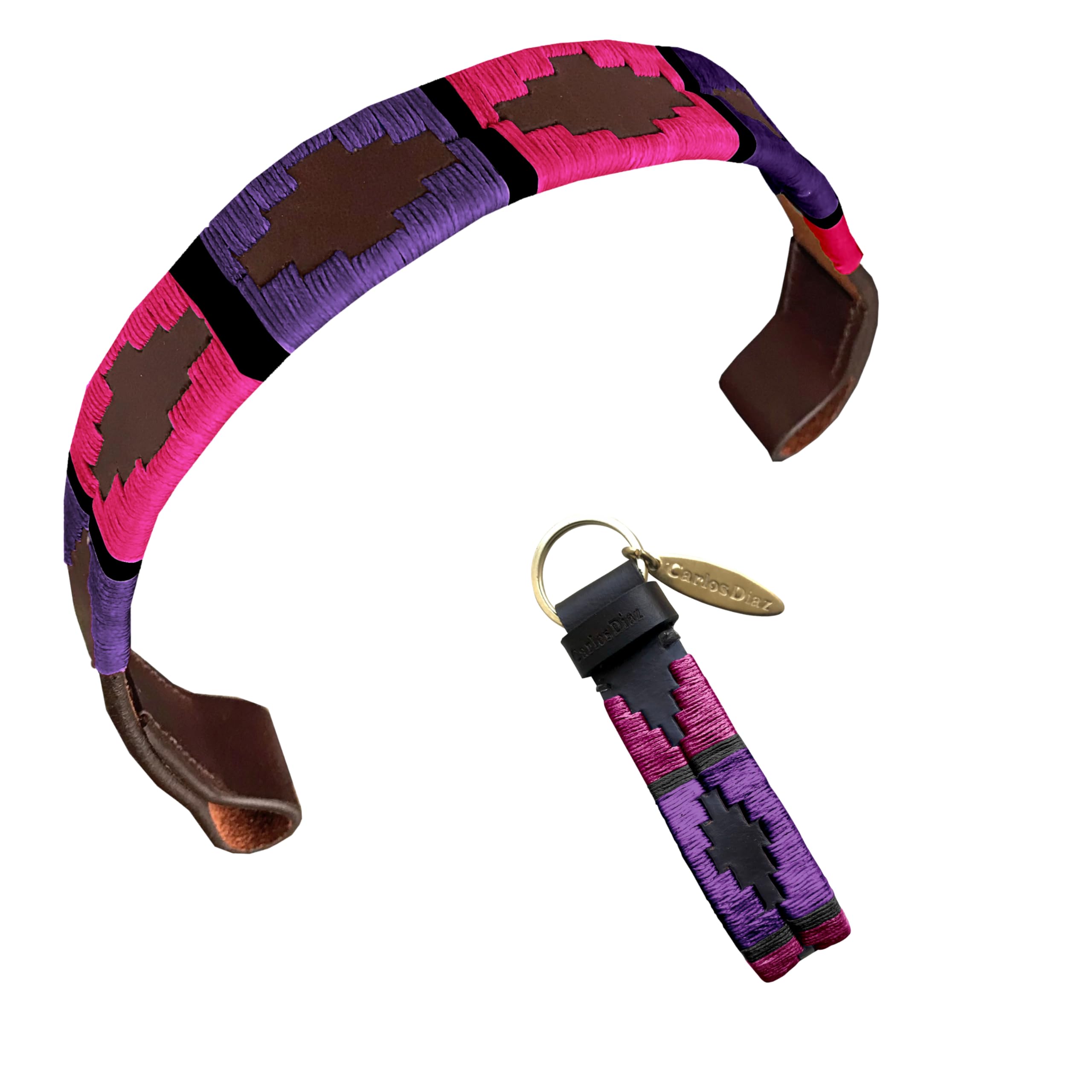 Carlos Diaz Designer Genuine Leather Waxed Embroidered Gaucho Polo Horse Bridle Browband (Full (Horse) 16 inches)