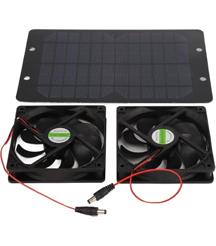 Ventilateur De Serre Solaire 12V 100W - Kit Panneau + Ventilateur - IP65 - Pour Poule, Camping-car, Atelier (Noir)