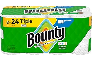 Bounty Paper Towels Select-A-Size, White, 8 Triple Rolls = 24 Regular Rolls