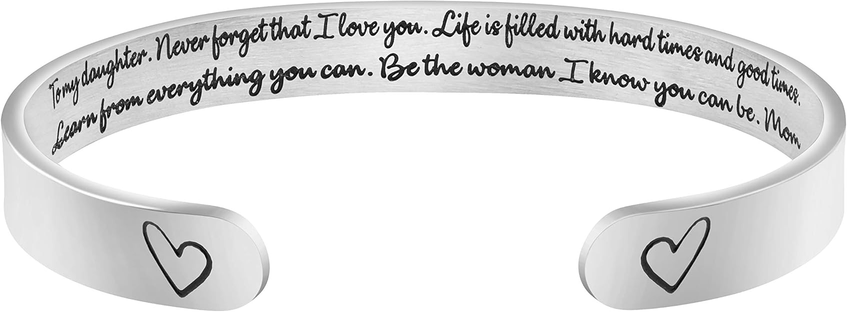 Daughter Bracelets from Mom Inspirational Handmade Fashion Simple Wide