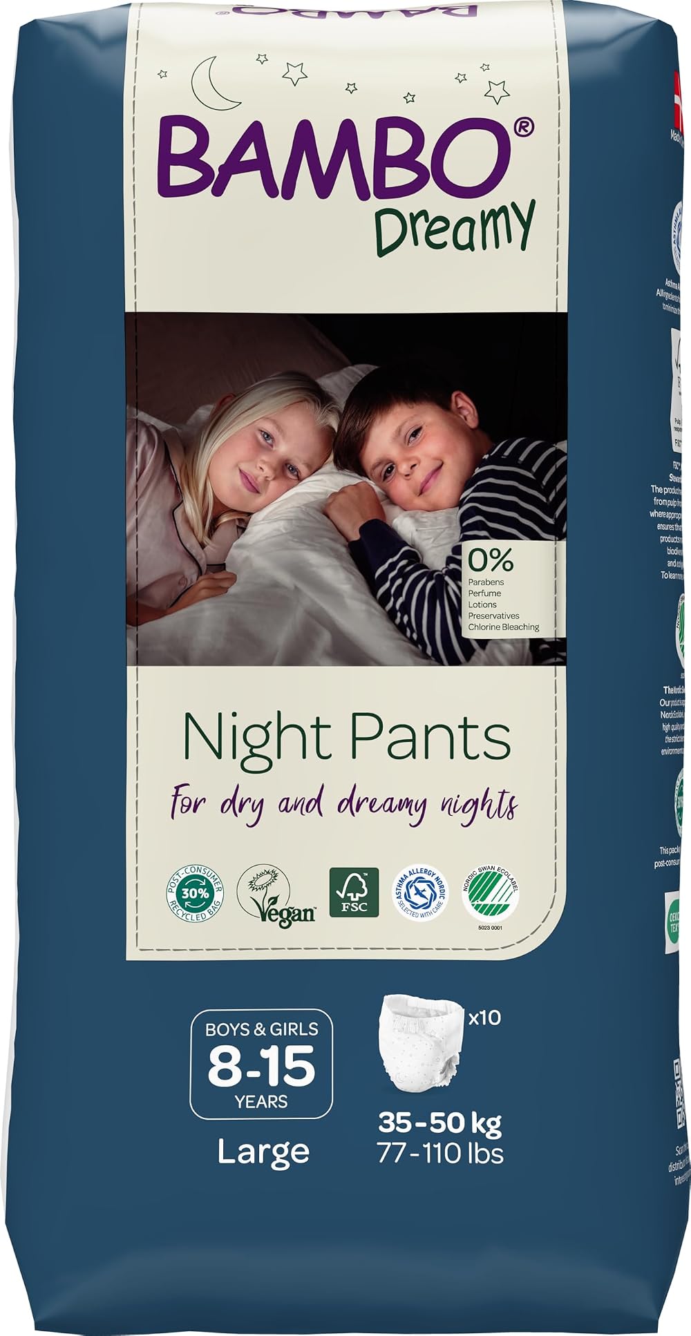 Bambo Nature Dreamy Night Pants Nappies 8-15 yrs 35-50kg 10PK Pull Up