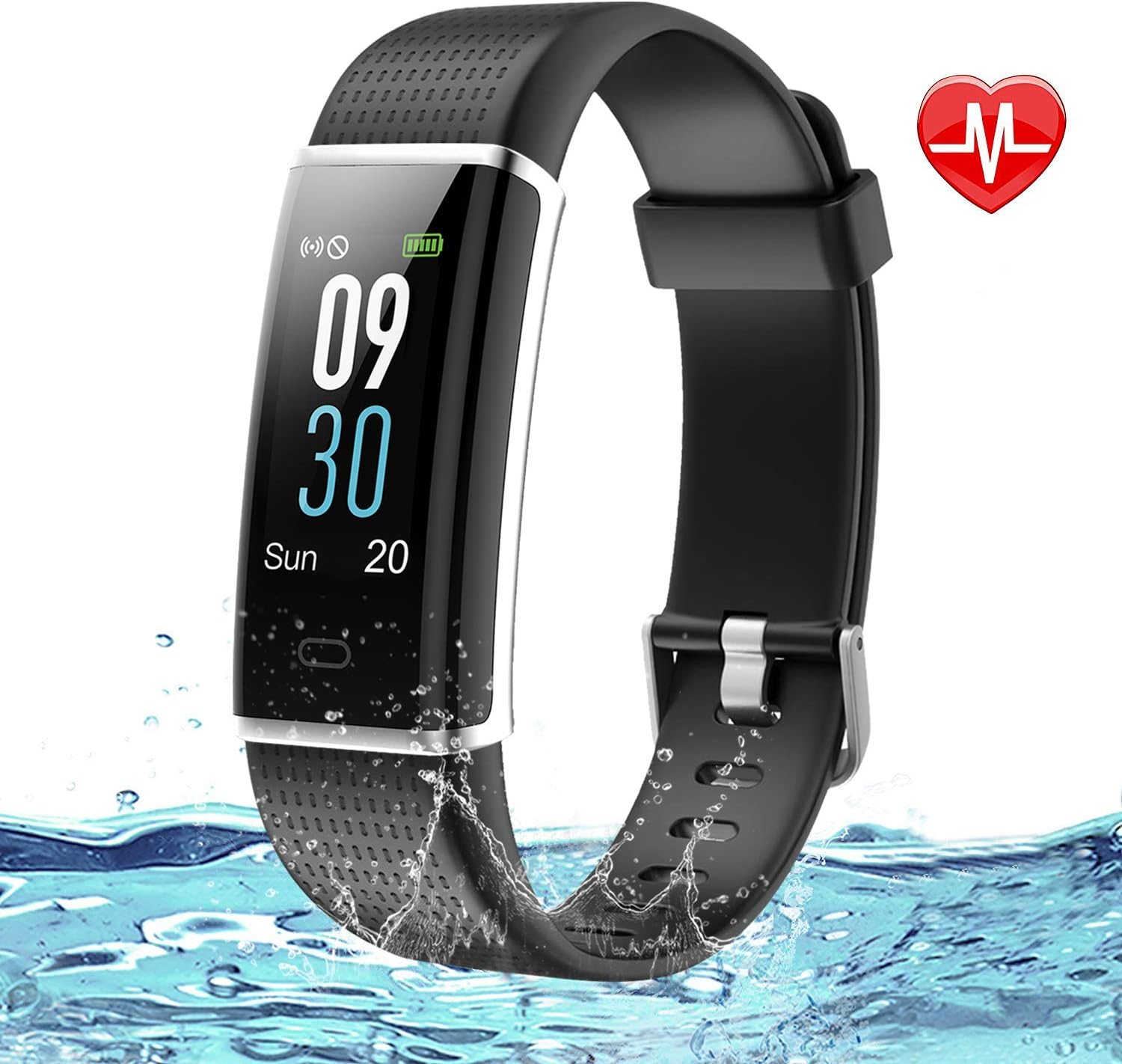 Lintelek Fitness Tracker, Colour Screen Activity Tracker Watch Heart Rate Monitor, Waterproof Smart Fitness Band Step Counter, Calorie Counter, Pedometer Watch Kids Women Men