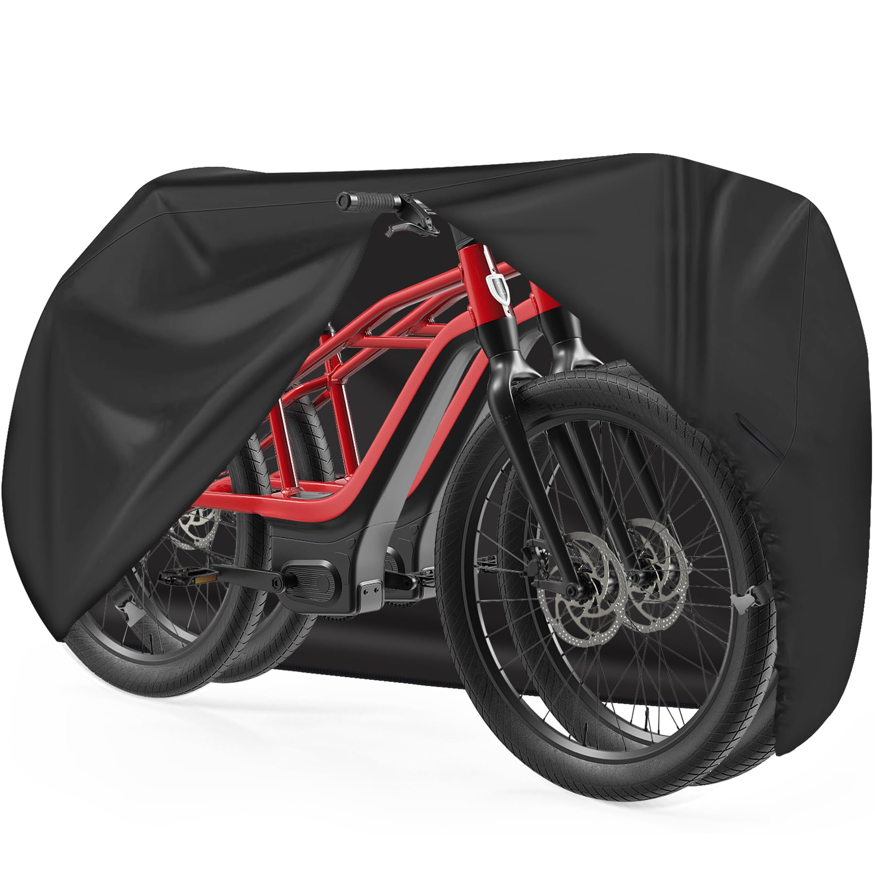 Zettum Bike Cover for 2 Bikes - 600D Bike Covers Outdoor Storage Waterproof & Heavy Duty, Bicycle Cover for 2 eBike, Mountain Bike, Road Bike, Hybrid Bike, Beach Cruiser Bike, Scooter and More Image
