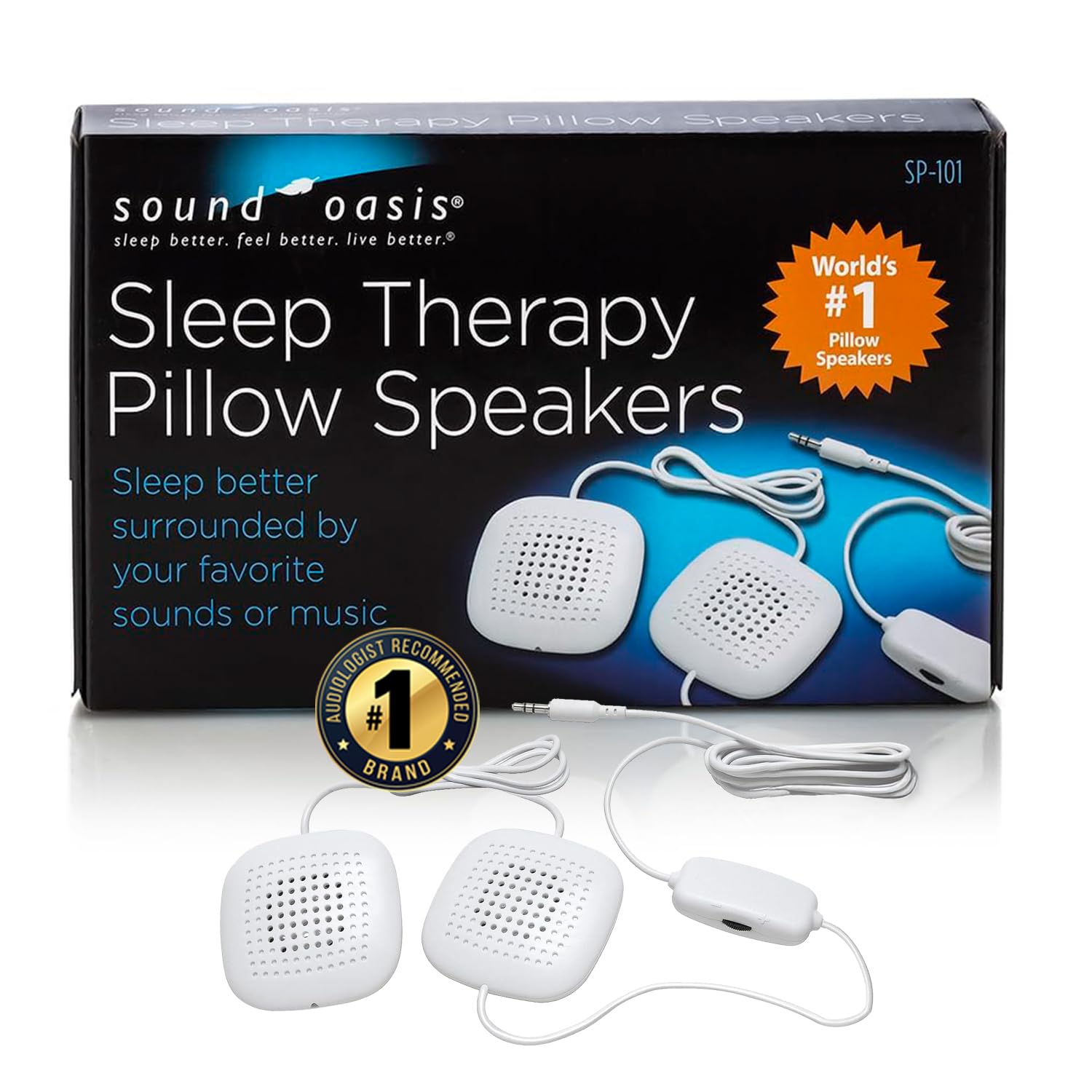 Sound Oasis Dual Pillow Speaker with Volume Control Ideal MP3 or Tinnitus