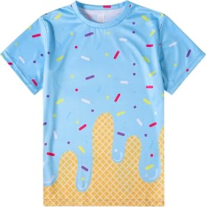 Ice Cream T Shirts for 5-14 Years Boys Funny 3D Graphic Tees Tops | Lightweight Breathable Mesh, Gentle Skin Feel, Moisture W