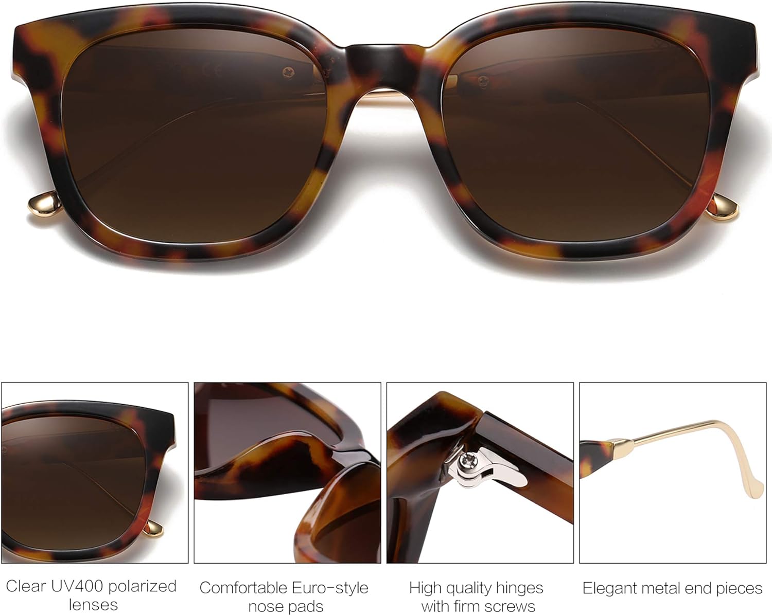 SOJOS Classic Square Polarized Sunglasses Unisex UV400 Mirrored Glasses SJ2050 with Tortoise Frame/Gradient Brown Lens: Shoes