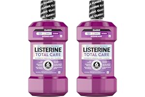 Listerine Total Care Anticavity Fluoride Mouthwash, 6-in-1 Rinse Helps Kill 99% of Bad Breath Germs, Prevents Cavities, Strengthens Teeth, Bad Breath Treatment for Adults, Fresh Mint, Twin Pack, 2x1 L