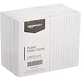 AmazonBasics Ruled Lined Index Cards - 3x5 Inches (10 Packs of 100)