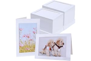 Litpoetic 200 Count Photo Frame Cards with Matching Color Envelopes 4x6 Paper Picture Frame Notecards Photo Card Holder and E