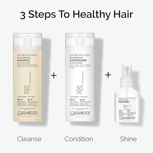 GIOVANNI TEA TREE TRIPLE TREAT INVIGORATING CONDITIONER – COOLING PEPPERMINT, EUCALYPTUS, ROSEMARY, HELPS DRY FLAKING SCALP, PARABEN FREE, HELPS TO MOISTURIZE, SMOOTH & DETANGLE – 24 OZ (1 PACK)