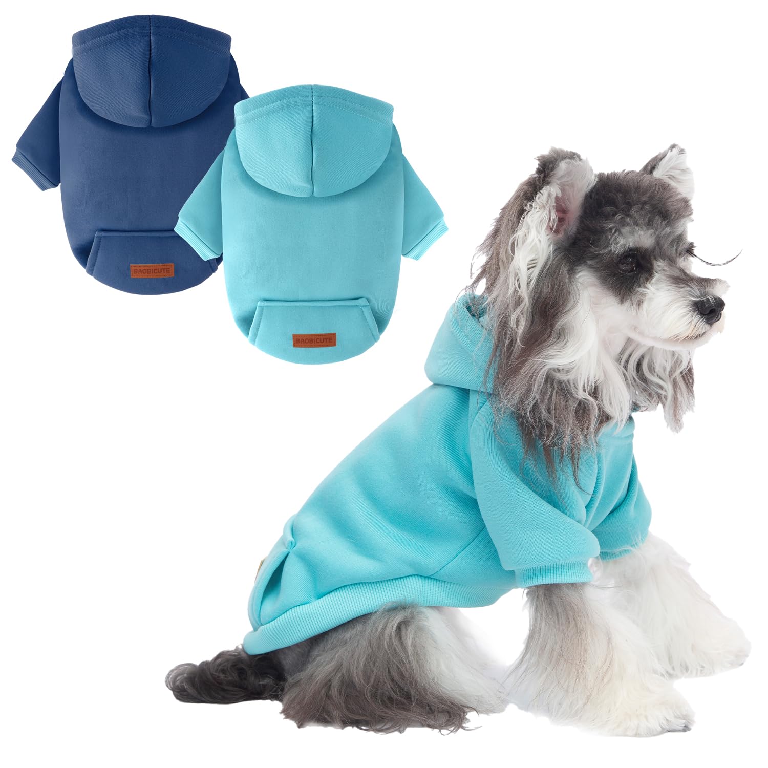 Photo 1 of 2 Pack Dog Hoodie Warm Hood Dog Sweater Cold Weather Small Dogs Sweatshirt Comfort Pet Clothes for Small Medium Dogs with Pockets Cats Chihuahua Clothes for Male Female Girl Boy Sporty Daily Wear