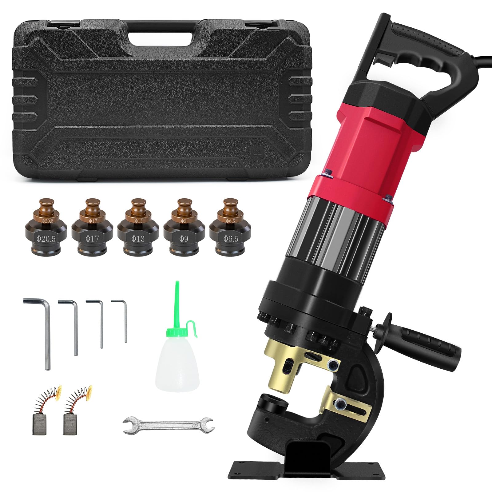 Photo 1 of 1400W Electric Hydraulic Hole Punch for Metal,Steel Hole Punch Heavy Duty Hydraulic Hole Puncher,Electric Punching Machine with 5 Dies - Precise Drilling for Aluminum Copper Plate Angle Iron,MHP-20