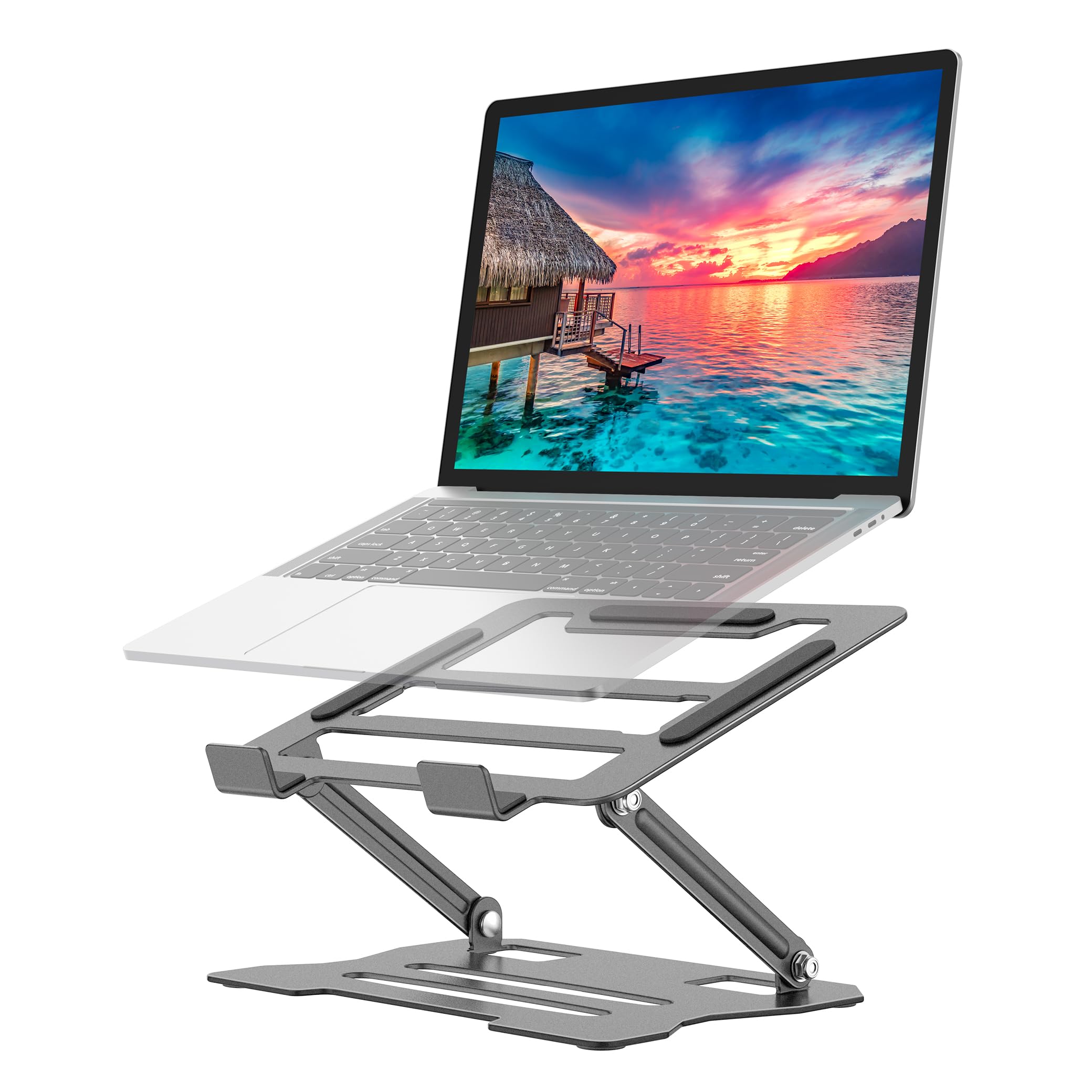 FAPPEN Laptop Stand, Universal Adjustable Steel Laptop Stand for Desk, Ergonomic Foldable Portable Desktop Laptopriser Compatible with 10''-15.6'' Devices