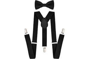 trilece Child Kids Boys Girls Suspenders Bow Tie Set Adjustable Y Back Toddler Baby Infant Suspender Bowtie