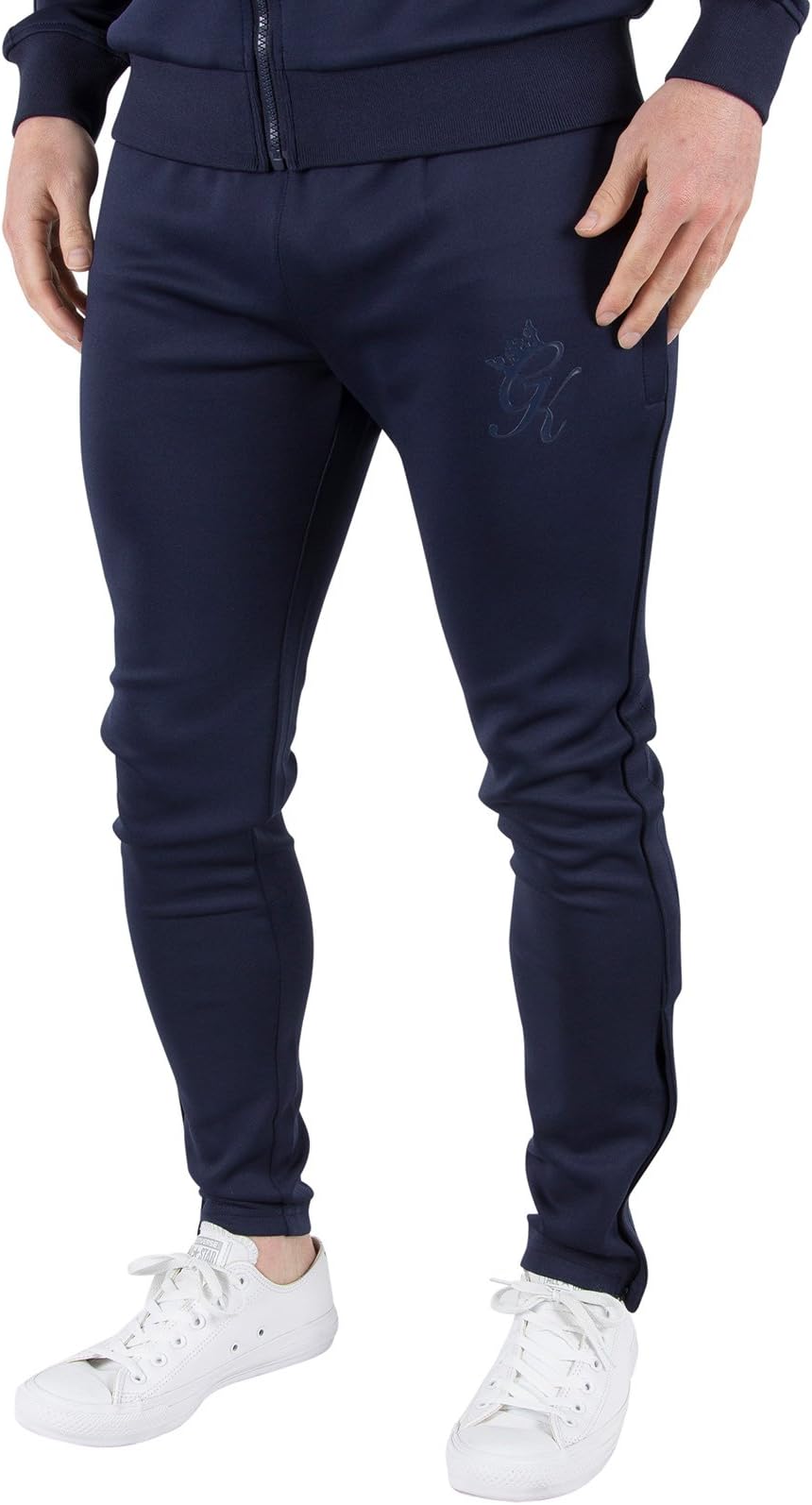 Gym King Men's GK Tech Poly Logo Track Joggers, Blue, Large