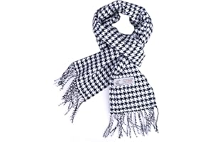 TZ Promise Herringbone Houndstooth Checked Pattern Cashmere Feel Classic Soft Luxurious Winter Scarf For Men Women