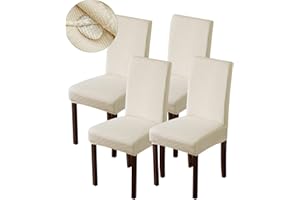 Genina Waterproof Chair Covers for Dining Room Dining Chair Covers Kitchen Parsons Chair Cover (Beige, 4 PCS)
