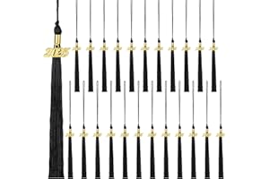 Fingertip WD 24 Pieces 2025 Graduation Tassel, Graduation Cap Tassels Decoration with 2025 Year Gold Date Charms, Graduation Gifts for 2025 Year Graduation Ceremonies Souvenir, Black