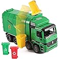 Liberty Imports Kids 14" Garbage Truck Toy, Large Friction Powered Sanitation Waste Management Truck Play Vehicle with Side Loading and Back Dump