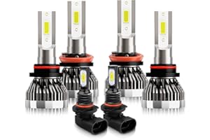 TXBILMOO Compatible For Ford F150 2015 2016 2017 2018 2019 2020 bulbs, 9005 High Beam + H11 Low Beam + 9140 Fog Light Bulbs Combo, 600% Brightness 6500K White, Plug and Play, Pack of 6