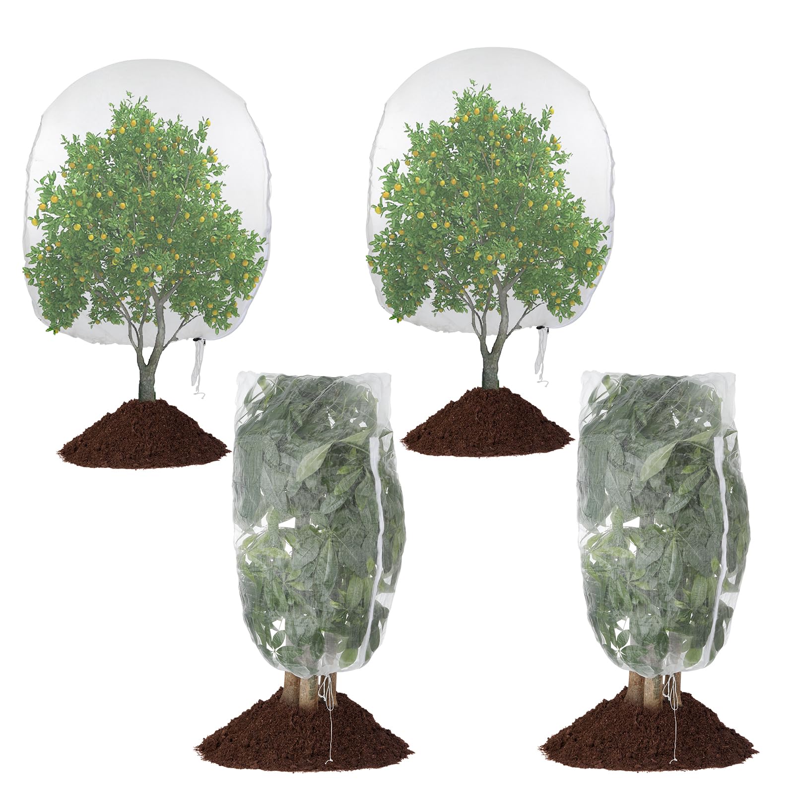 eROOSY 4 Pack Tree Netting Bags for Garden Protection, 2.3×3.3ft Tomato Protective Cover with Zipper and Drawstring，Garden Bug Netting Plant Cove for pigeons birds Cicadas Vegetables Blueberry Bushes