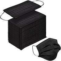 100 Pack Disposable Face Masks with Elastic Ear Loop,Breathability Comfort-Black