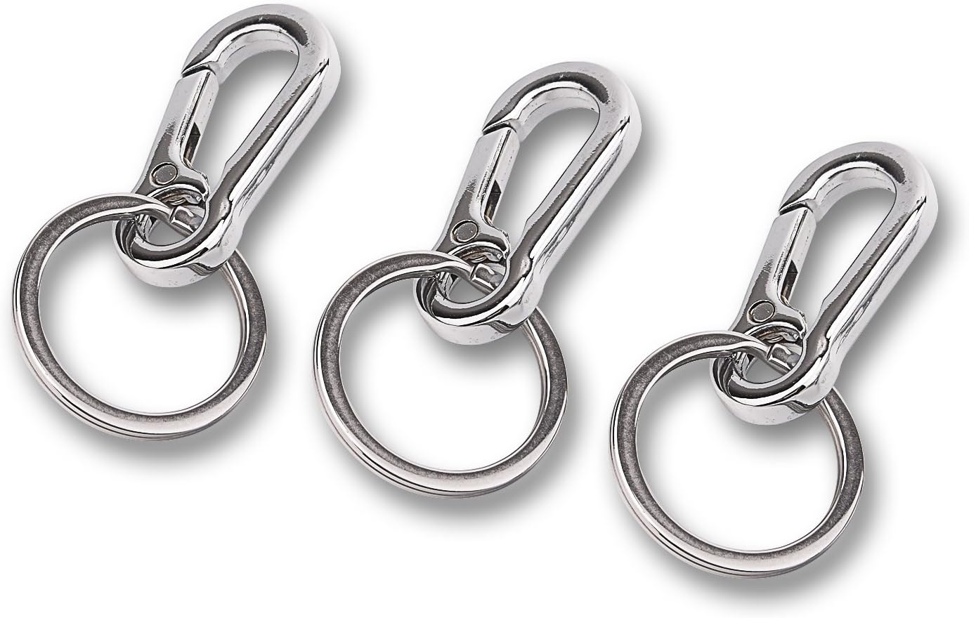 SUNMNS Metal Carabiner Clip Keyring Keychain Key Ring Chain Holder Organizer for Car/Key Finder (3 Pack), Silvery - Image 3