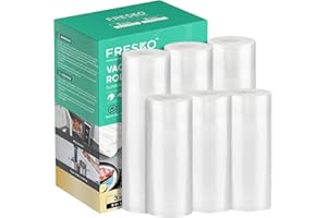 FRESKO Vacuum Sealer Bags Food Rolls 6 Packs - 8" x 20' & 11" x 20', Commercial Grade Seal a Meal Bags for Storage Food and Sous Vide, BPA Free, Customized Size for Vacuum Sealer