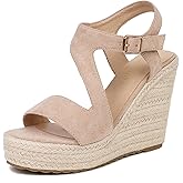 Sopends Women's Wedge Sandals, Espadrille Platform Summer Sandals, Wedge Ankle Strap Open Toe Sandals