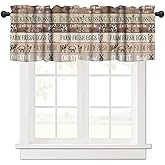 ShiTingYu Wooden Barn Door Kitchen Valance, Farmhouse Vintage Plank Striped Cafe Valance for Living Room Bedroom Kitchen Home Rod Pocket 54x18inch, 1 Piece