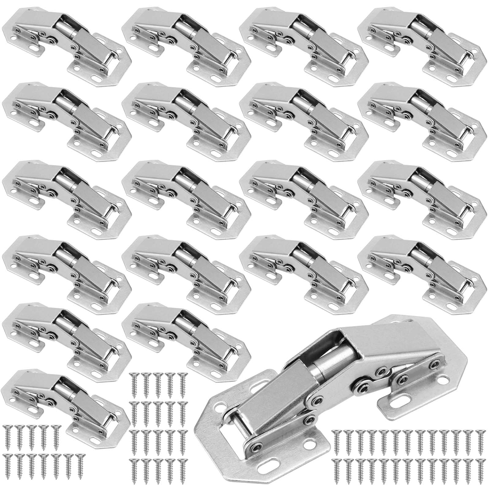HEIHAK 20 Pcs 77 × 32 × 19mm 90 Degree Cabinet Hinges, Concealed Soft Close Hinges with Screws, Easy Mount Kitchen Cupboard Hinge for Bedroom Door, Bathroom Wardrobe