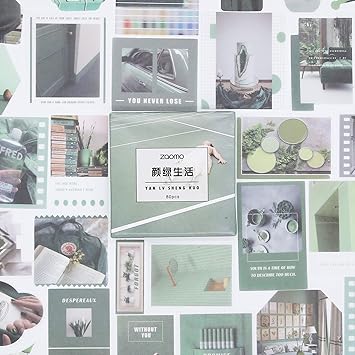 Amazon Tnyker シール フレークシール 手帳 デコ 風景 写真 フレーク ステッカー 西洋絵画 素材 スケジュール ノート アルバム 手紙 カレンダー おしゃれ かわいい 80枚セット 緑色の息吹 シール ステッカー 文房具 オフィス用品