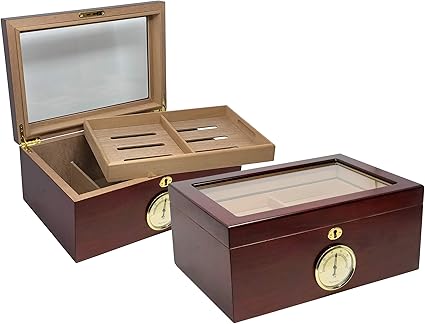 Amazon Com Prestige Import Group Berkeley Glass Top Humidor Capacity Up To 100 Color Cherry Home Kitchen