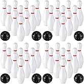 RoundFunny 4 Pack 6.3 Inch Kids Bowling Set Indoor and Outdoor Game for Kid | Includes 40 Pcs Plastic Bowling Pins and 8 Pcs Balls Games for Toddler Yard School Activities Party